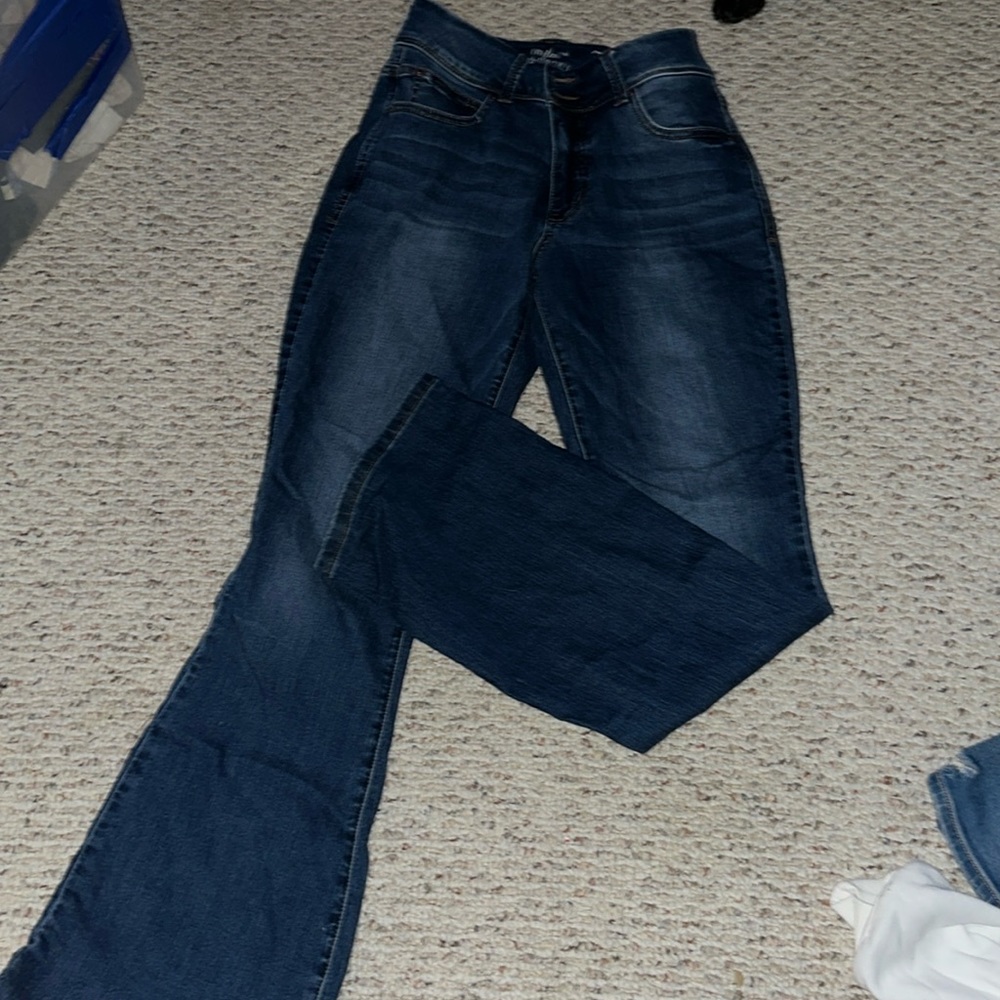 Dark washed high rise, flare, jeans, size 4